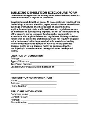 Fillable Online Building Demolition Disclosure Form Fax Email Print