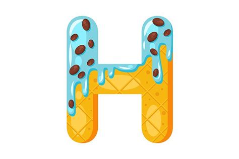 The Letter H Is Decorated With Chocolate Chips And Sprinkles In Blue