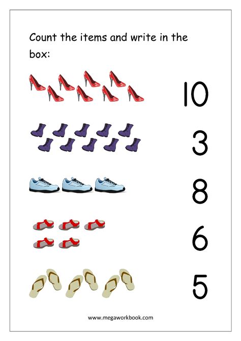 The dotted traceable numbers handwriting practice sheets. Math Worksheet - Count and Match With Number (1-10 ...