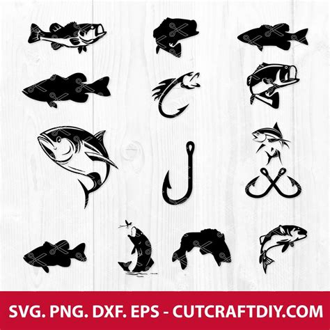 Fish Svg Png Dxf Eps Cuttting Files Tuna Svg Bass Fish Svg