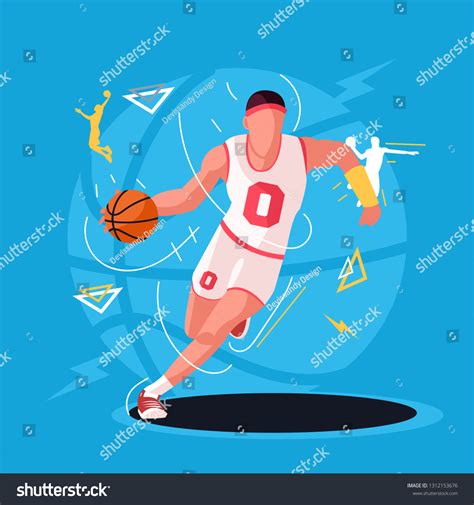 Basketball Player Running Ball Stock Vector Royalty Free 1312153676