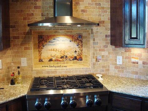 Ceramic tile murals add a great character to kitchen walls. Tuscany Arch tile mural backsplash | Mediterranean kitchen ...
