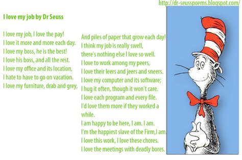 I Love My Job By Dr Seuss Dr Seuss Poems