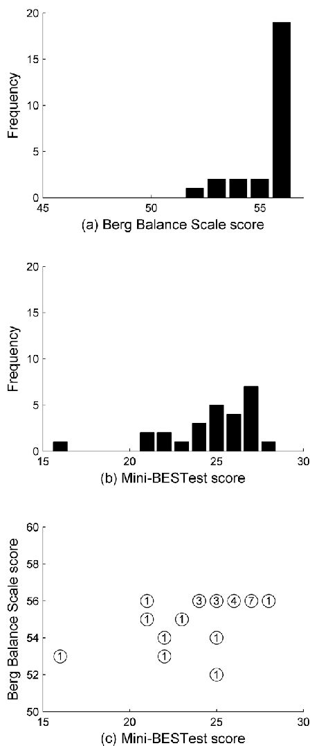Distribution Of Scores For A The Berg Balance Scale And B