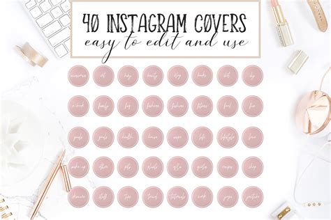 I love these pink ones because they're quite minimalist and give your page a cute feminine look. Instagram Highlight Covers in Pink Gold