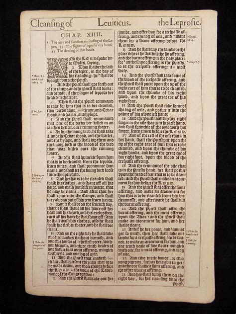 1611 King James Bible Leaves Book Of Leviticus Your Pick 1613