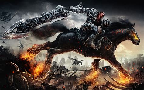 Tapeta na monitor Fantasy art kůň jezdec Meč bitva