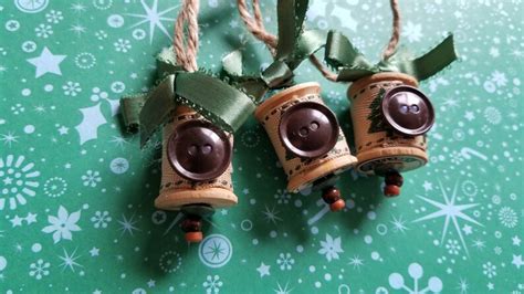 Christmas Ornament Vintage Wooden Spools With Burlap Christmas Tree