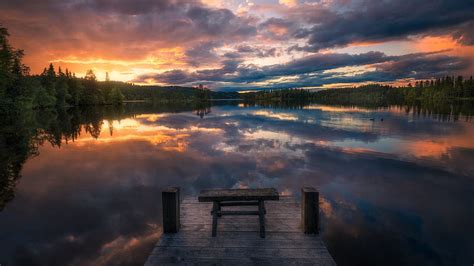 1179x2556px 1080p Free Download Norway Sunset Lake Dock Tree