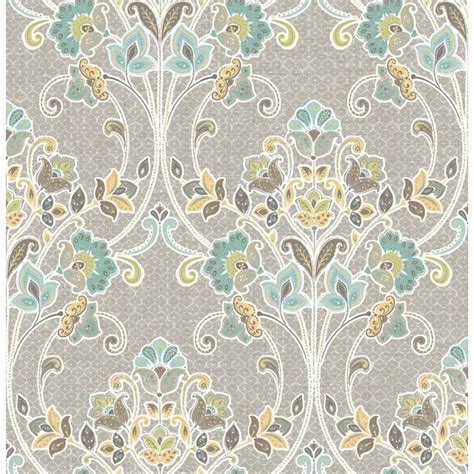 A Street Prints Kismet 56 Sq Ft Grey Non Woven Damask Unpasted