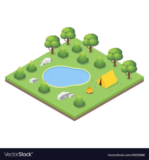 Isometric 3d Forest Camp Royalty Free Vector Image