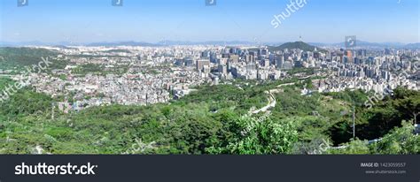 Aerial Panoramic View Downtown Seoul Seen Stock Photo 1423059557