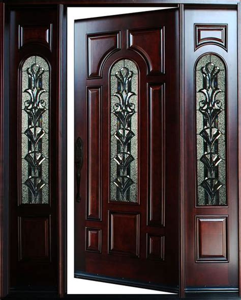 Natural Mahogany Prefinished Solid Wood Prehung Front Door M280a 1d2s