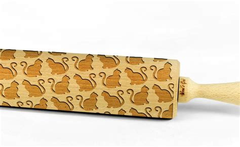 Engraved Rolling Pin Wooden Laser Cut Any Pattern Cookies Embossed