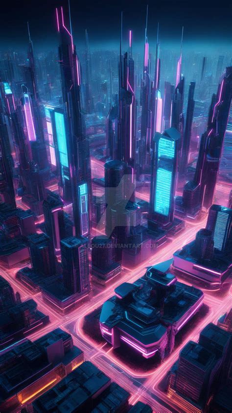 Neon Cyber City By Aleou27 On Deviantart
