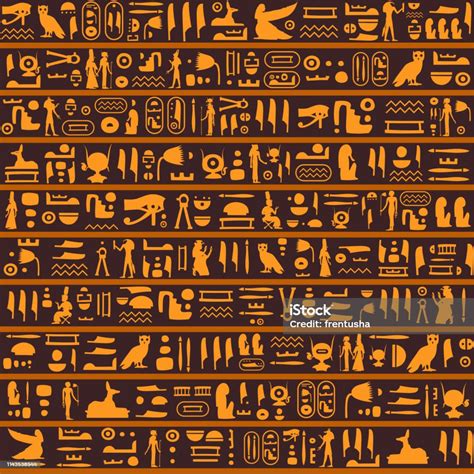 Vector Seamless Pattern With Ancient Egyptian Hieroglyphs Stock