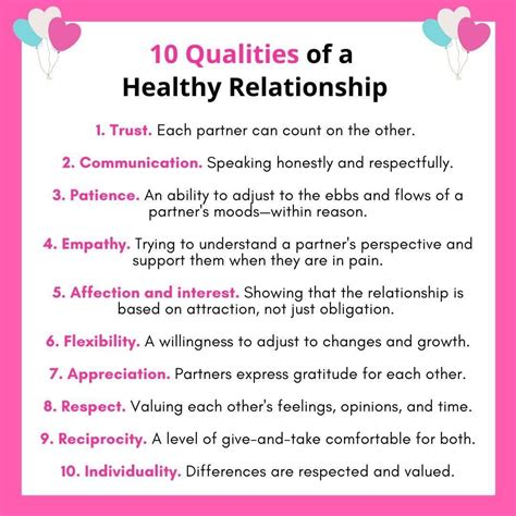 List Five Characteristics Of A Healthy Relationship Pysicalq