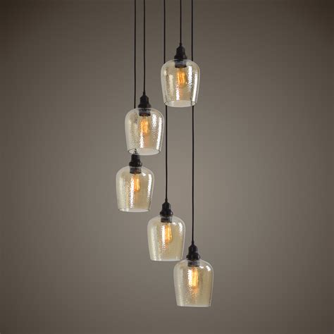 Aarush 5 Light Glass Cluster Pendant In Black By Uttermost