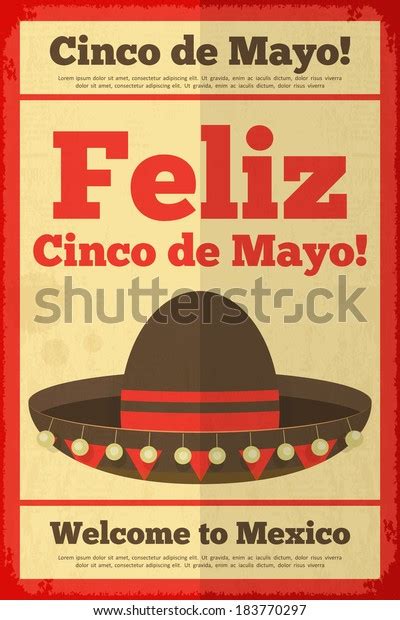Sombrero Mexican Posters Retro Style Cinco Stock Vector Royalty Free
