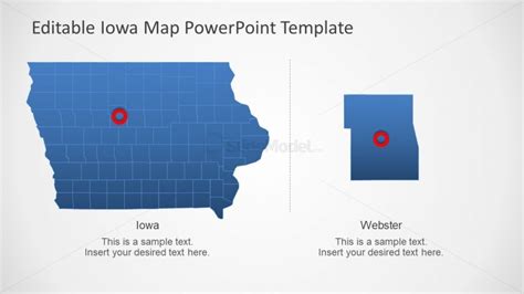 Flat Editable Map Of Iowa Powerpoint Slidemodel