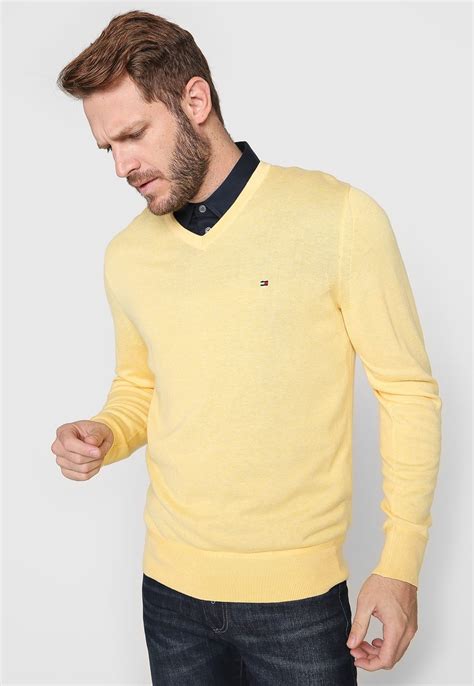 Suéter Tricot Tommy Hilfiger Bordado Amarelo Compre Agora Dafiti Brasil