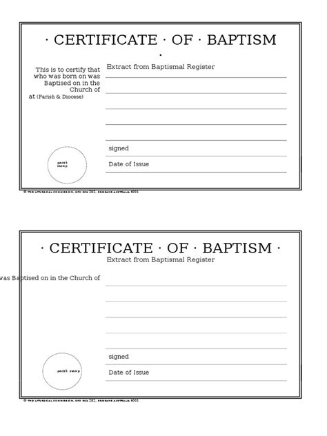 Free Baptism Certificate Template Pdf
