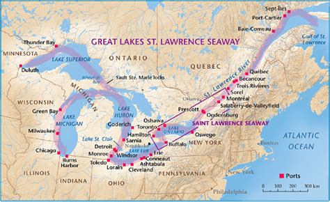 Map Of The St Lawrence Seaway And Great Lakes St Lawrence Seaway
