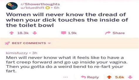 Woman Gives The Best Comment To Guys Shower Thought Best Comments Guys Thoughts Funny Tweets