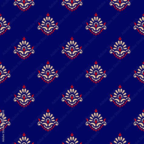 Seamless Small Traditional Indian Textile Floral Pattern Stock Vector