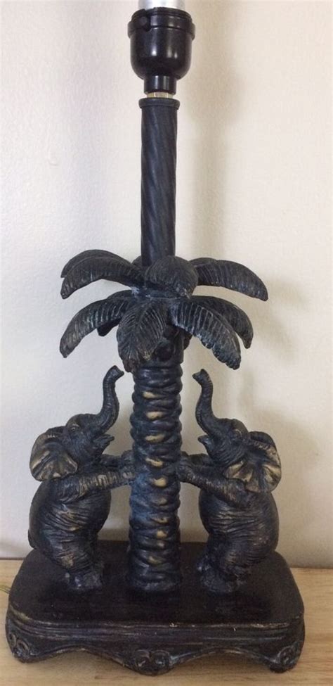 Beautiful Elephants On Palm Tree Safari Collectible T Lamp Ebay