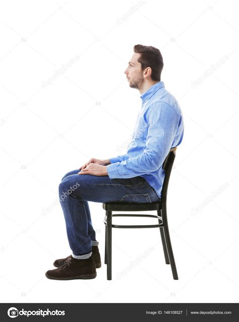 Incorrect Posture Concept Man Sitting On Chair Isolated