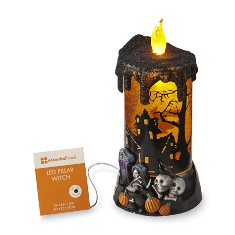 Essential Home Halloween Led Pillar Candle Witch