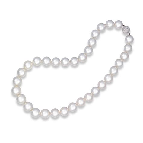 A Single Strand Cultured Pearl And Diamond Necklace