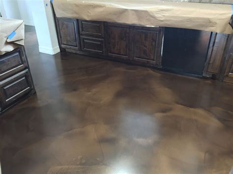 Contact us to learn more about epoxy garage floor paint. Metallic epoxy floor coating in a kitchen. Easy to clean and maintain. - Metal... | Metallic ...