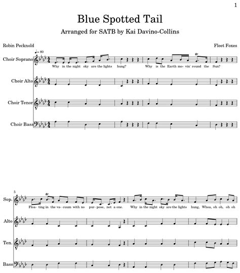 Blue Spotted Tail Sheet Music For Choir Aahs