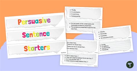 Persuasive Sentence Starters Classroom Display Teach Starter