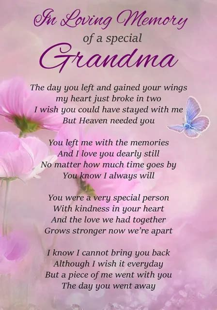 LOVING MEMORY SPECIAL Grandma Memorial Graveside Poem Card Ground Stake F PicClick UK