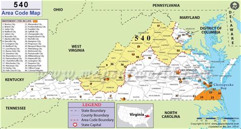 540 Area Code Map Where Is 540 Area Code In Virginia