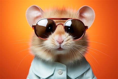 Premium Ai Image Portrait Of Cute Mouse Wearing Sunglasses On Solid