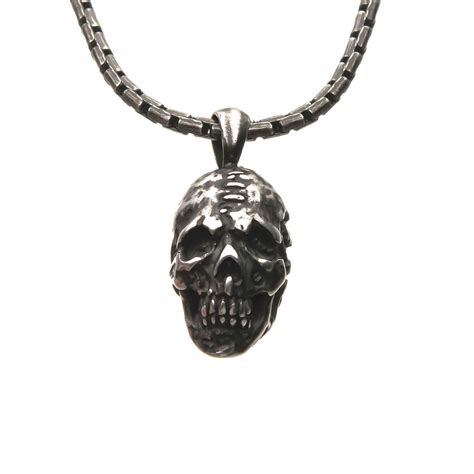 Zombie Skull Necklace For Men Stainless Steel Pendant Chain
