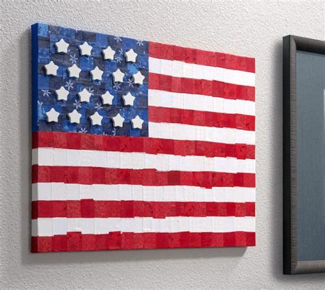 American Flag Canvas With Fabric And Mod Podge Flag Art Canvas Art