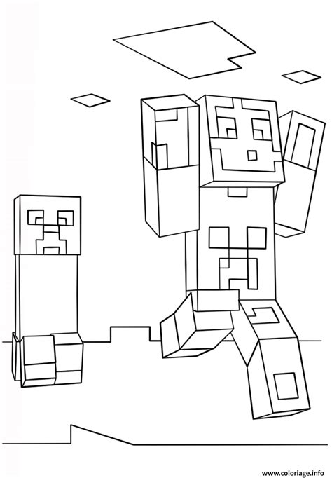 Coloriage Minecraft Steve And Creeper