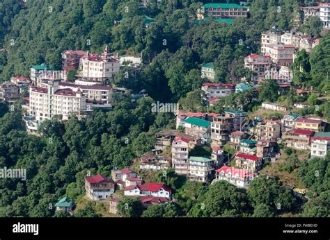 Houses On Hillside Shimla Himachal Pradesh India Stock Photo