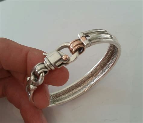Cuff Silver Sterling Bracelet With Hook Clasps Combined With Etsy