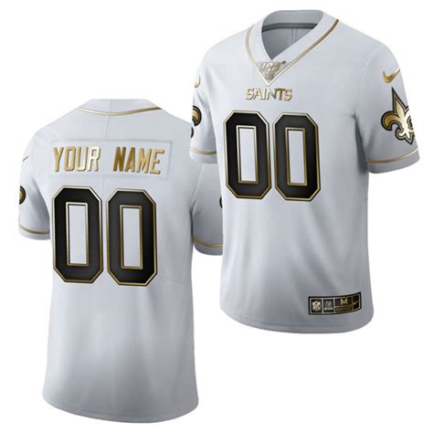 Mens Nike New Orleans Saints Custom Nike Nfl 100th Season White Gold
