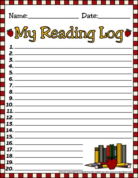 Free Reading Log Template