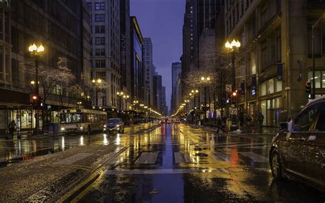 Picture Chicago City Usa Roads Street Night Street Lights 3840x2400