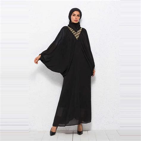 Brand Diamonds Chiffon Batwing Sleeve Muslim Abaya Kaftan Dubai Arabic Islamic Women Party Dress
