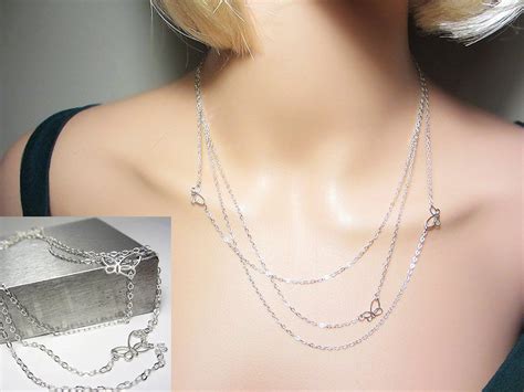 Download 925+Sterling+Silver+Three+Layered+Necklace+Butterfly ...