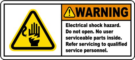 Warning Electrical Shock Hazard Label J6831 By